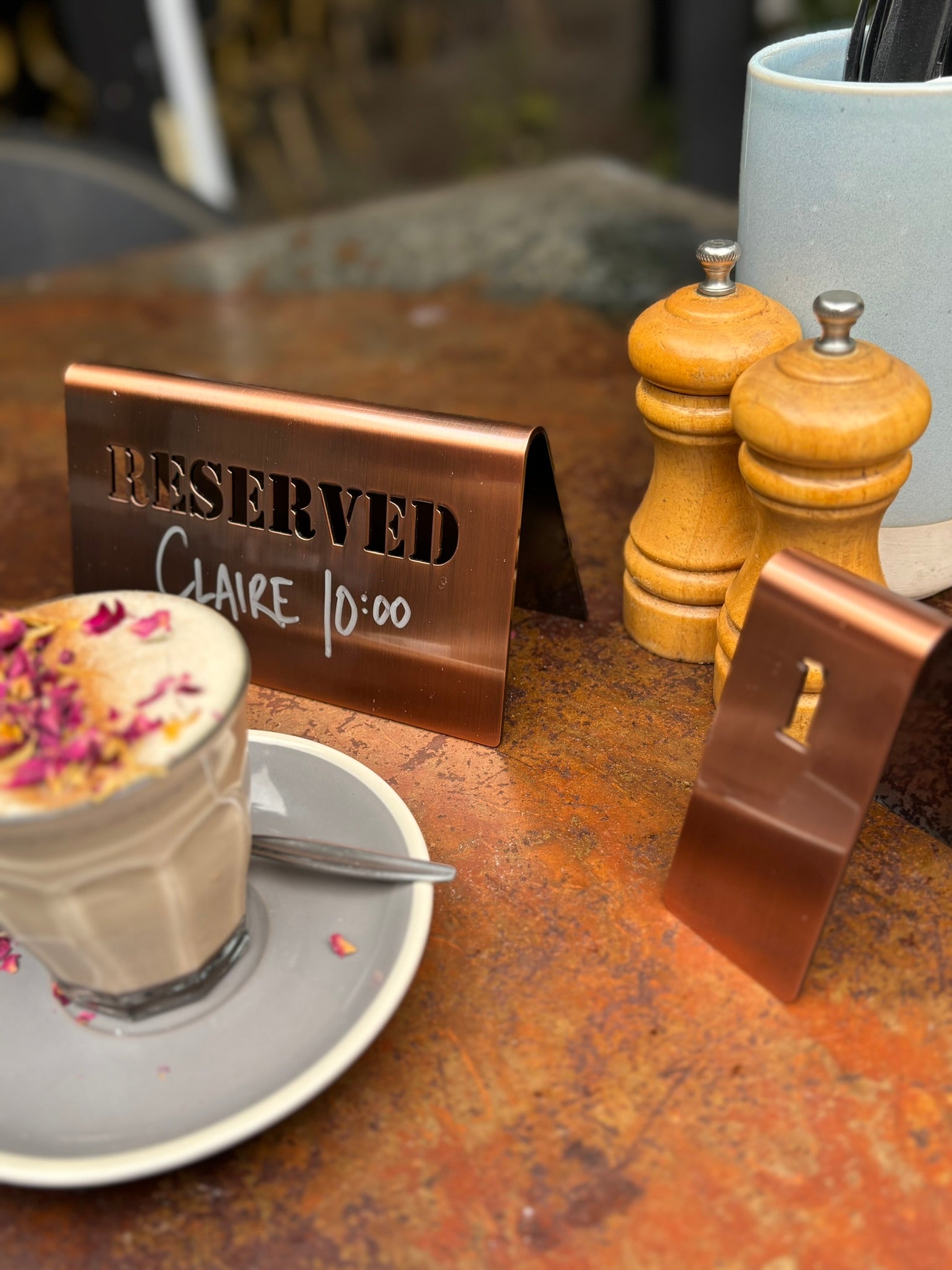 Brushed Copper Cafe Table Number Cafe Signage Set