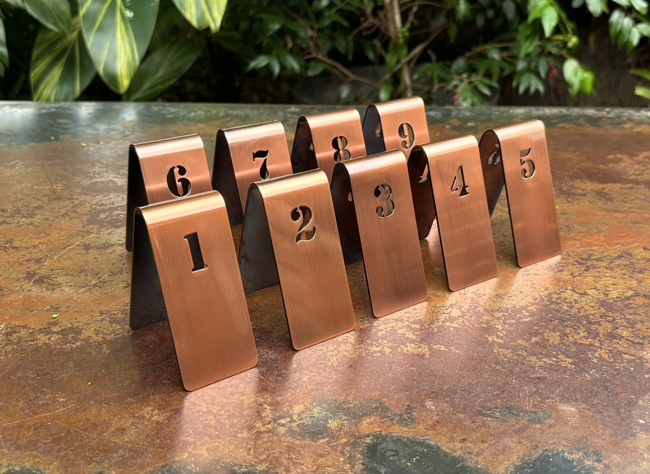 Silhouette Cafe Table Number Set - Brushed Copper