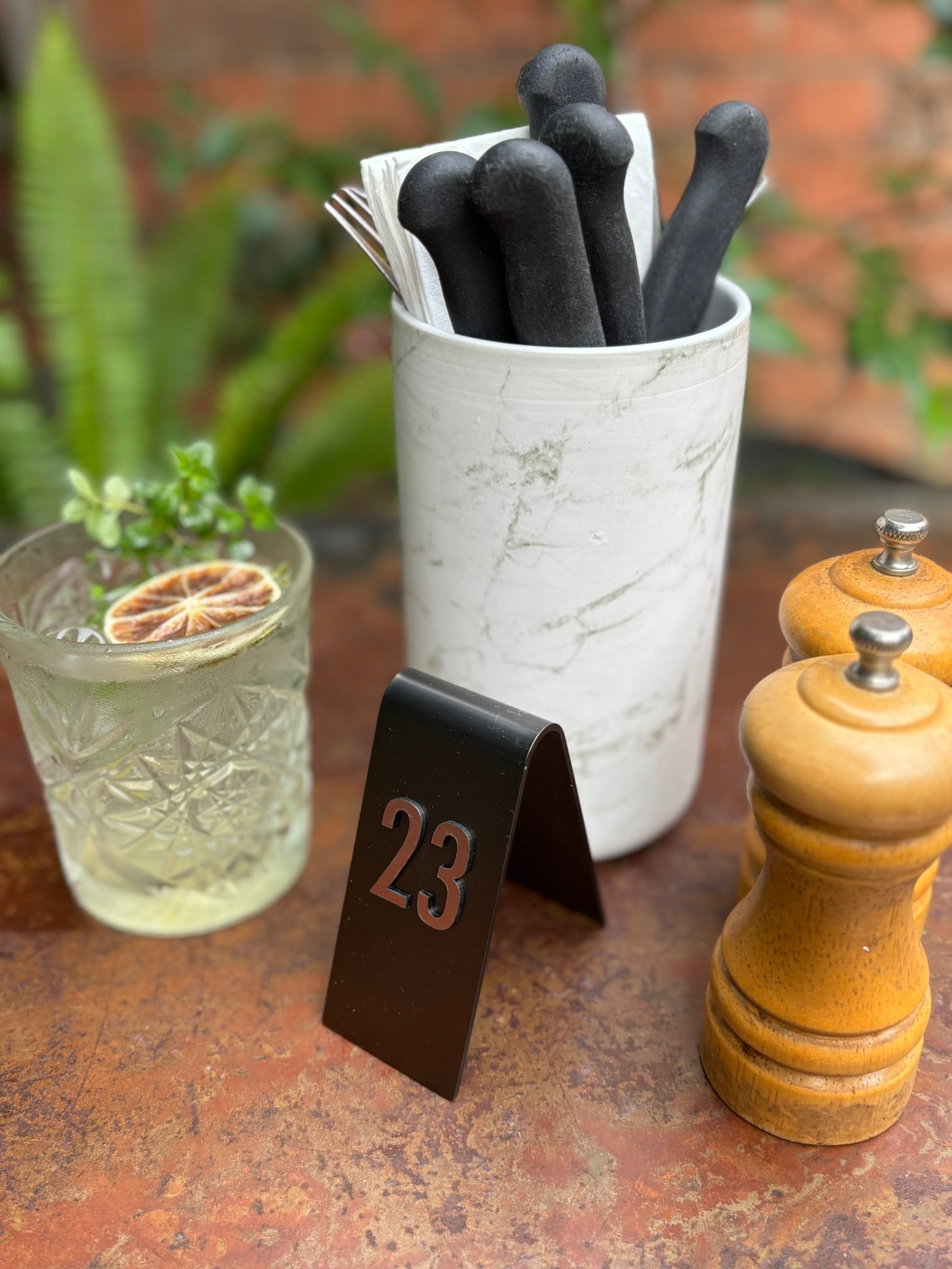 Restaurant Table Numbers Side View