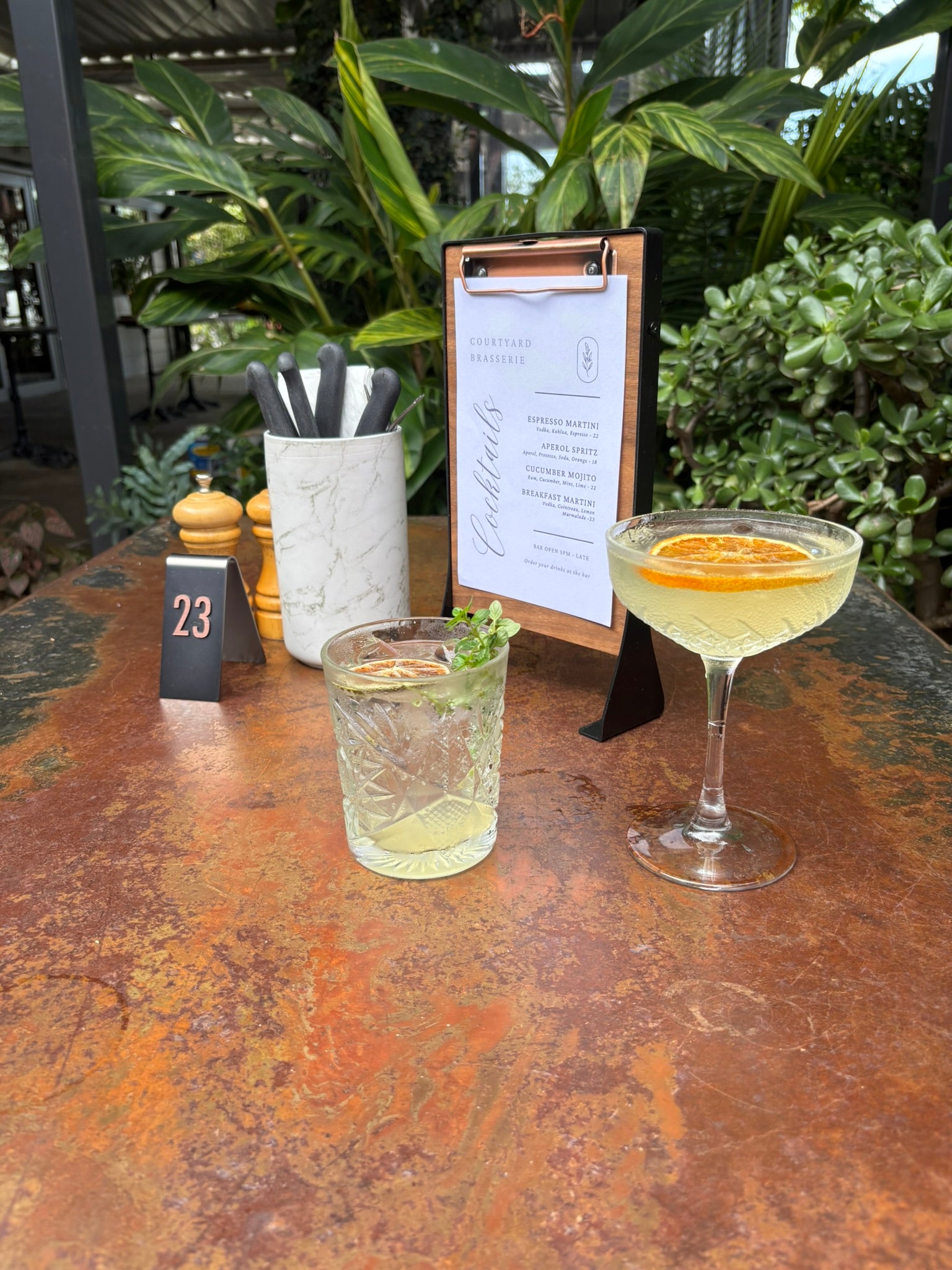 Brasserie Cafe Signage Stand on Table